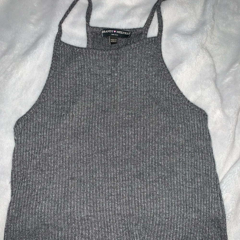 Brandy grey halter top, racer back.